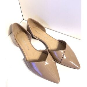 Chinese Laundry d'Orsay Nude Pointed Toe Flats Patent Finish, Size 11, 40-11